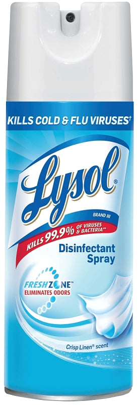 Lysol 1920074186 Disinfectant Cleaner, 12 oz Aerosol Can, Liquid, Crisp Linen, Clear
