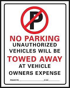 SIGN NO PARKING 15X19IN PLASTC