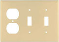 WALL PLATE 3 GANG 2TGL WHT 1PK