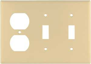 WALL PLATE 3 GANG 2TGL WHT 1PK
