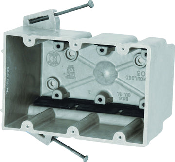 fiberglassBOX 3300-NK Electrical Box, 3-Gang, 6-Outlet, 12-Knockout, Fiberglass Reinforced Polyester BMC, Beige/Tan