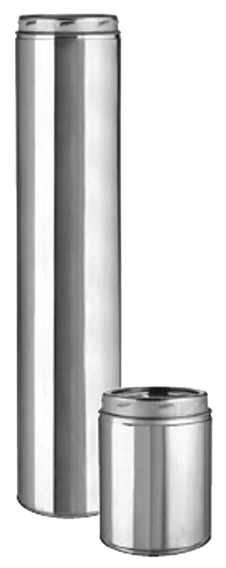 Selkirk 206148U Chimney Pipe, 6 in ID, 8 in OD, 48 in L, Stainless Steel, Includes: Twist-Lock Coupler with Locking Band
