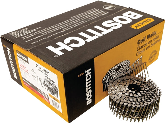 Bostitch C6P99D Series Framing Nail, Wire Collation, 2 in L, Steel, Smooth Shank, 3600/PK
