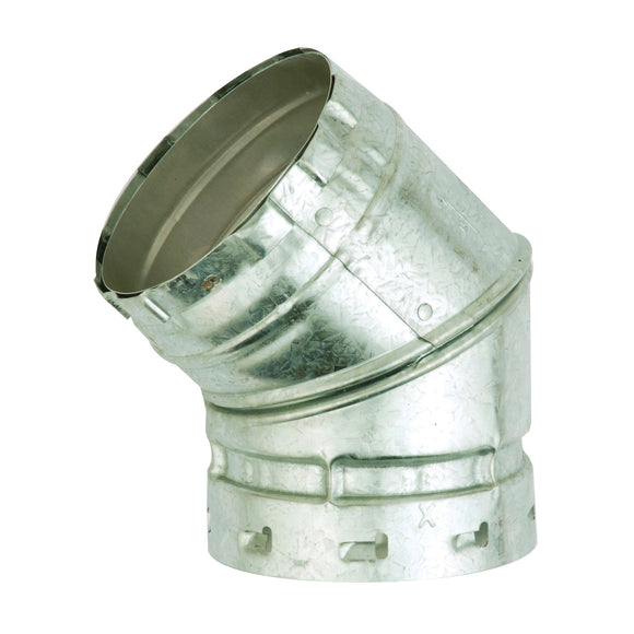AmeriVent 3E45 Elbow, 3 in Connection, 0.018/0.012 Gauge, Aluminum/Steel, Galvanized