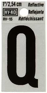 LETTER HOUSE Q 1IN REFL BLK   