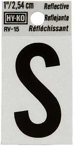 LETTER HOUSE S 1IN REFL BLK   