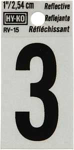 NUMBER HOUSE 3 1IN REFL BLK   