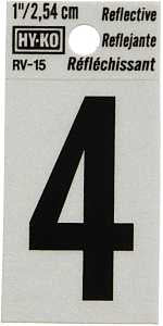 NUMBER HOUSE 4 1IN REFL BLK   