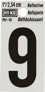 NUMBER HOUSE 9 1IN REFL BLK   