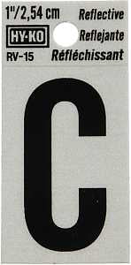 LETTER HOUSE C 1IN REFL BLK   