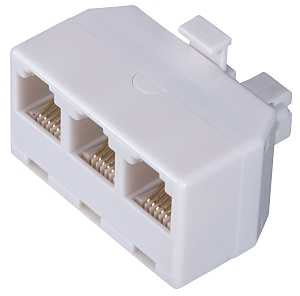 ADAPTER PHONE OUTLET 3-WAY WHT