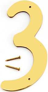 NUMBER HOUSE 3 SB 4IN POL BRS 