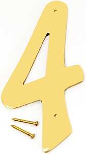 NUMBER HOUSE 4 SB 4IN POL BRS 