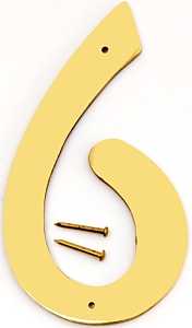 NUMBER HOUSE 6 SB 4IN POL BRS 