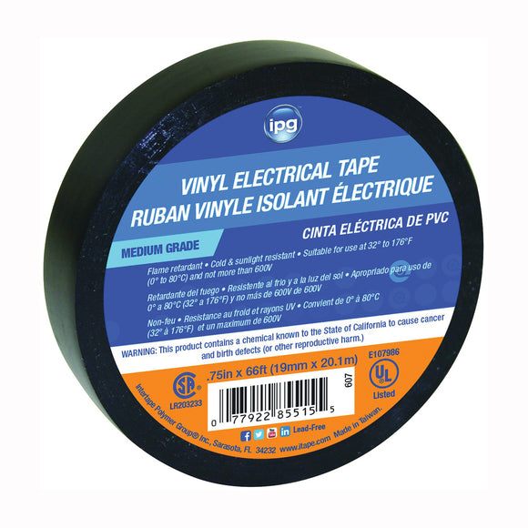 IPG 85835 Electrical Tape, 66 ft L, 3/4 in W, PVC Backing