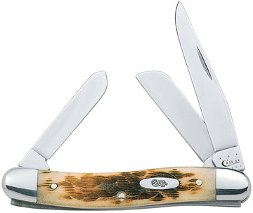 Case XX 00042 Folding Pocket Knife, 2.57 in Clip, 1.88 in Sheep Foot, 1.71 in Spey L Blade, Stainless Steel Blade