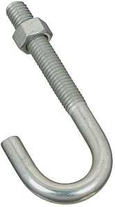 BOLT J-HOOK 3/8X3-3/4IN ZINC  