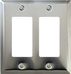 WALL PLATE 2GANG DECR STL CHRM