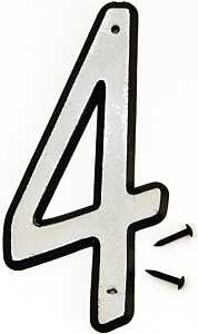 NUMBER HOUSE 4 PLST 4IN REFLEC