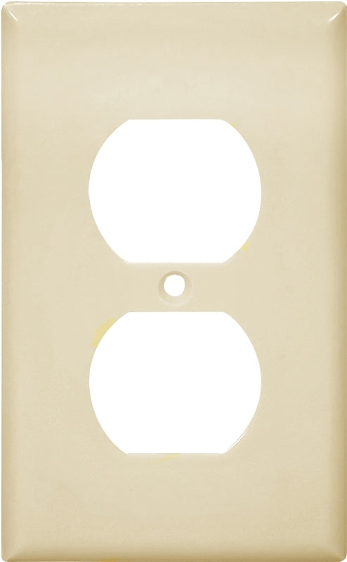Eaton 2132V Receptacle Wallplate, 4-1/2 in L, 2-3/4 in W, Standard, 1-Gang, Thermoset, Ivory, High-Gloss, Flush
