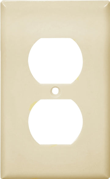 Eaton 2132V Receptacle Wallplate, 4-1/2 in L, 2-3/4 in W, Standard, 1-Gang, Thermoset, Ivory, High-Gloss, Flush