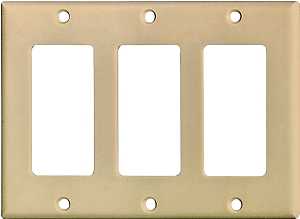 WALL PLATE 3 GANG ROCKR IVORY 