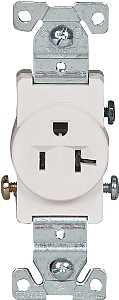 RECPT SINGLE COMM 3WRE 20A WHT