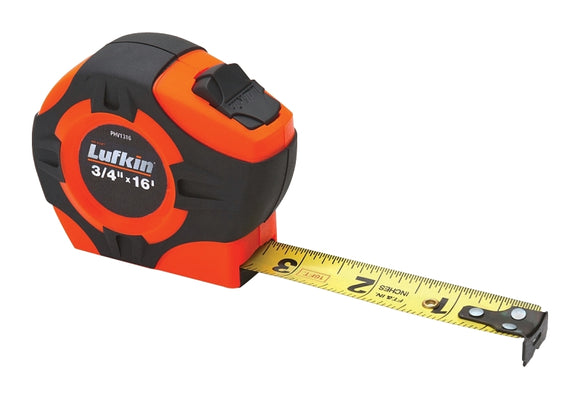 Crescent Lufkin PHV1316N Tape Measure, A2 Blade, 16 ft L Blade, 3/4 in W Blade, Steel Blade, Rubber Cushion Case