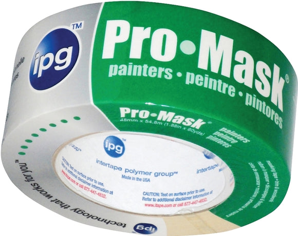 IPG 5201-.75 Painter's Masking Tape, 60 yd L, 0.7 in W, 6 mil Thick, Crepe Paper/Synthetic Rubber Backing, Beige