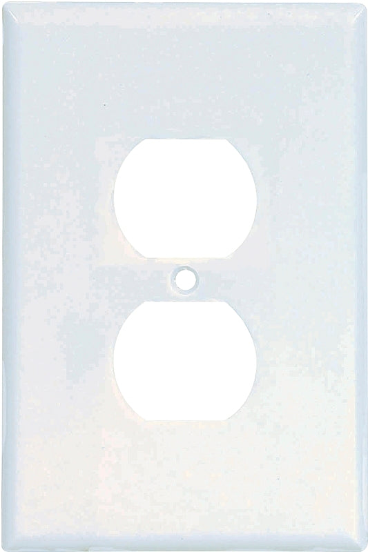 Eaton 2142W-BOX Duplex Oversize Receptacle Wallplate, 5-1/4 in L, 3-1/2 in W, 1-Gang, Thermoset, White, High-Gloss, Box
