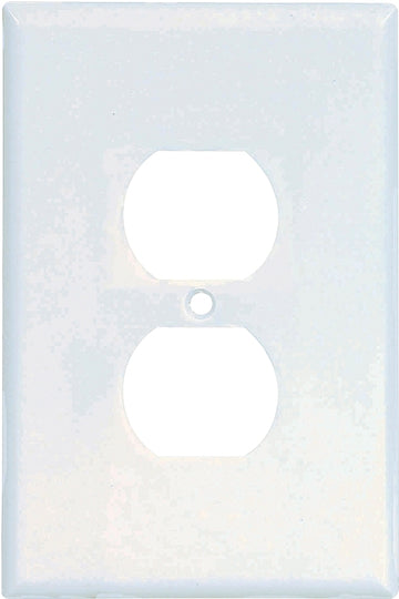 Eaton 2142W-BOX Duplex Oversize Receptacle Wallplate, 5-1/4 in L, 3-1/2 in W, 1-Gang, Thermoset, White, High-Gloss, Box