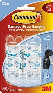 HOOK UTILITY MINI W/STRIP CLR 