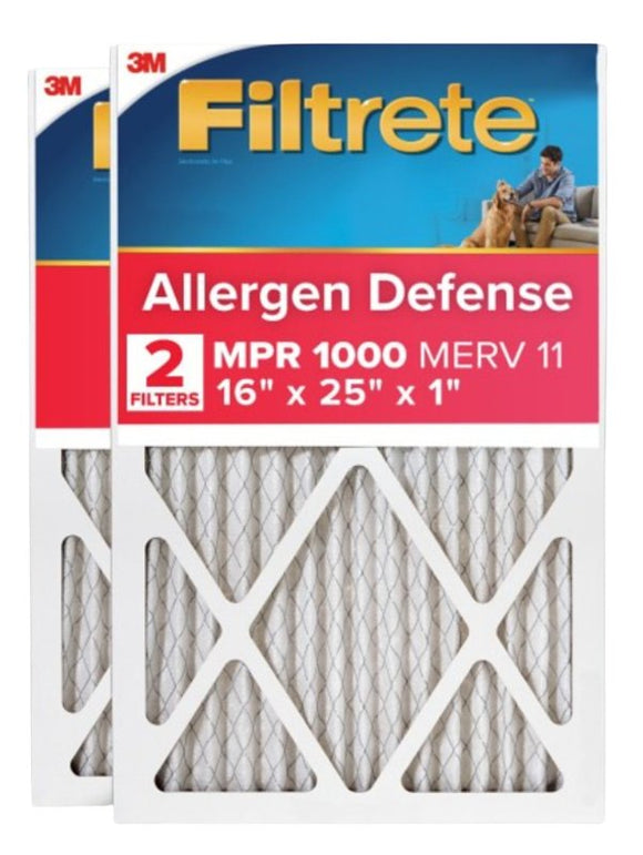 Filtrete 9801-2PK-HDW Air Filter, Electrostatic, 1 in Thick, 25 in L, 16 in W, 11 MERV, 1000 um MPR