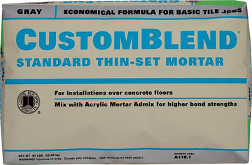 CustomBlend CBTSG50 Series Thin-Set Mortar, Gray, Powder, 50 lb Bag, 85 to 95 sq-ft Coverage Area