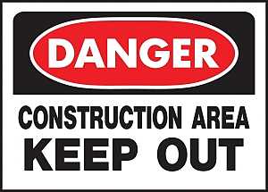 SIGN OSHA DANGER CONSTRUCTION 