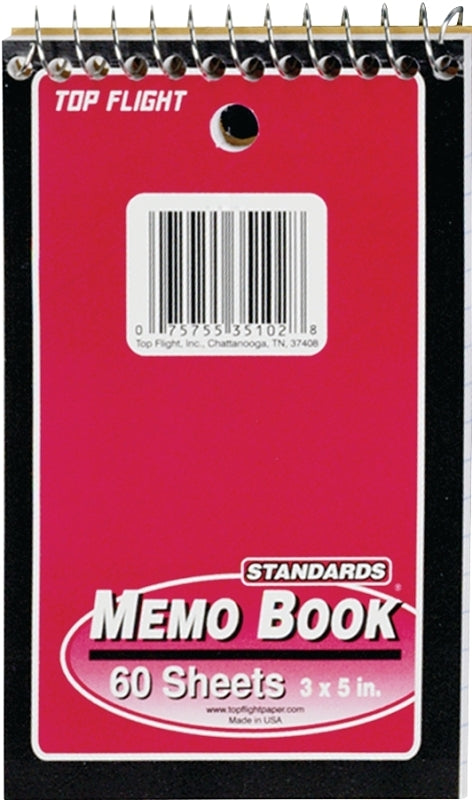 Top Flight MB-17 Series 4610618 Narrow Rule Notebook, 5 x 3 in Sheet, 60-Sheet, Wire Binding
