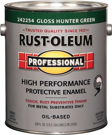 Professional 242254 Enamel Paint, Oil Base, Gloss Sheen, Hunter Green, 1 gal, Can, 255 to 435 sq-ft/gal Coverage Area