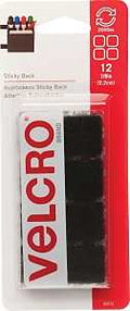 FASTENER VELCRO SQ 7/8IN BLACK