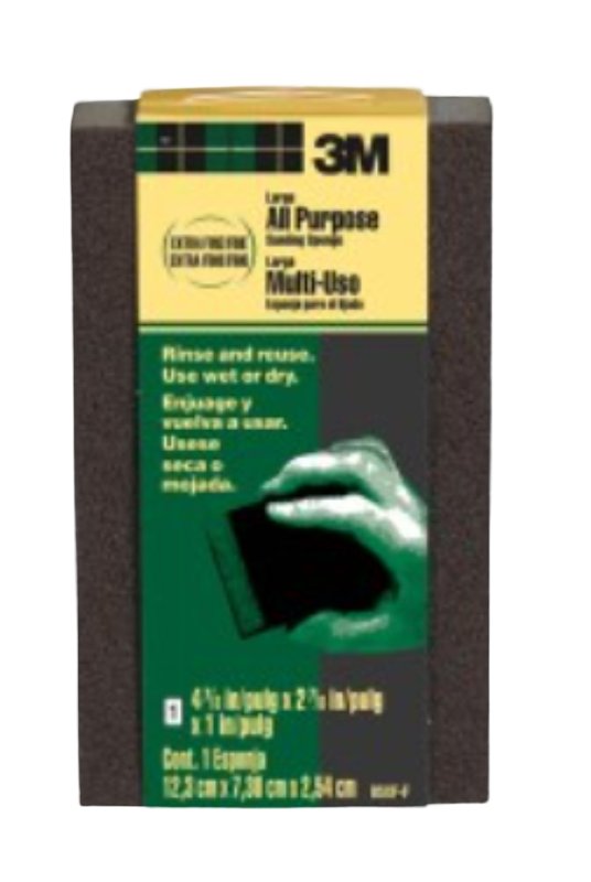3M DSXF-F Sanding Sponge, 2-7/8 in L, 4-7/8 in W, Extra Fine, Fine, Aluminum Oxide Abrasive