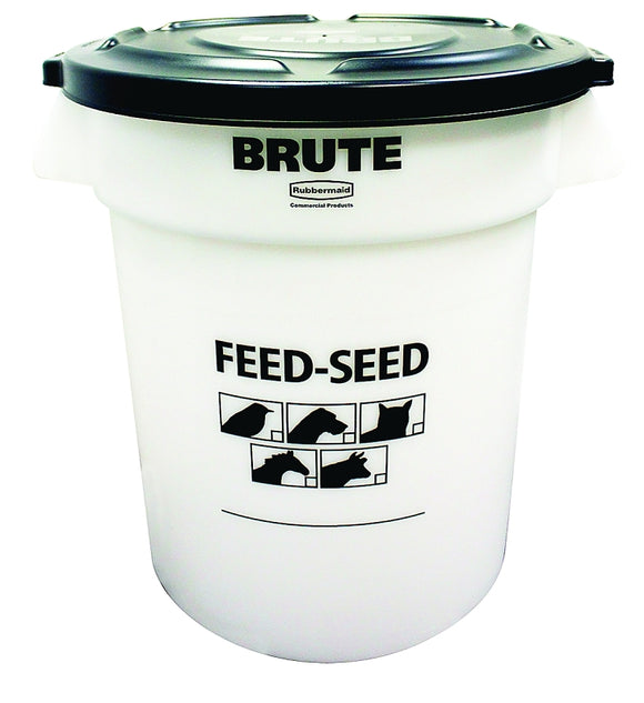Rubbermaid 1868861 Feed-Seed Container with Lid, Plastic, White
