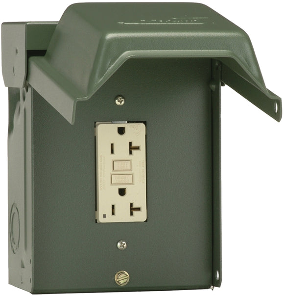 Midwest U010010GRP Outdoor Power Outlet, 120 V, 20 A, NEMA: NEMA 3R, Green