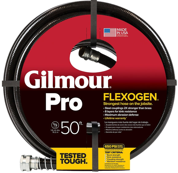 Gilmour 865801-1001 Garden Hose, 50 ft L, Black