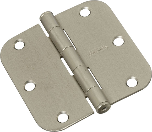 National Hardware N830-328 Door Hinge, 3-1/2 in H Door Leaf, 3-1/2 in L x 3-1/2 in W, Steel, Satin Nickel