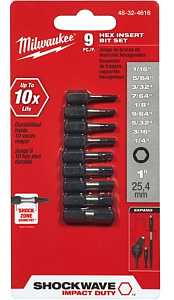 BIT INSERT HEX SET 9PC 1IN    