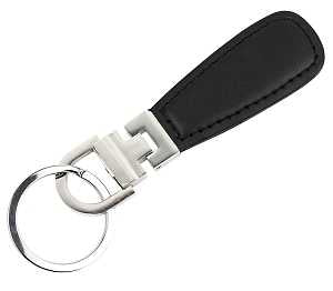 KYCHN KEY RING LEATHERETTE BLK