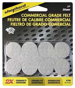 PAD FELT ROUND COMM GRAY 1IN  