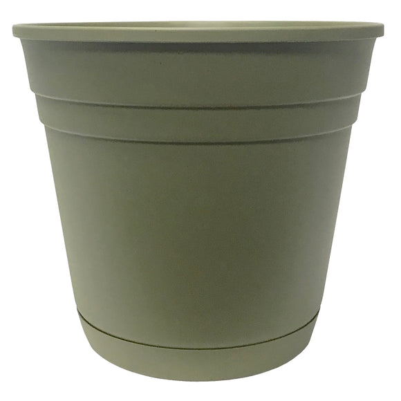 Southern Patio RN1608OG Riverland Planter, 16 in Dia, Poly Resin, Olive Green
