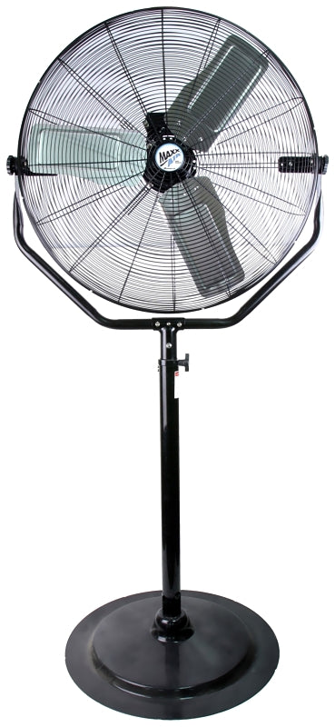 MaxxAir HVPF 30 YOKE High-Velocity Pedestal Fan, 120 V, 1.65 A, 360 deg Sweep, 30 in Dia Blade, Metal Housing Material