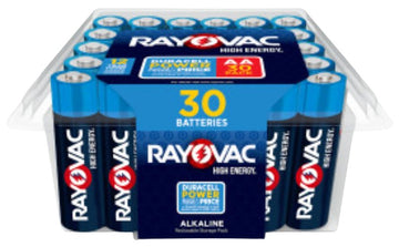 Rayovac 815-30PPTK Battery, 1.5 V Battery, 750 mAh, AA Battery, Alkaline, Rechargeable: No, 30/PK