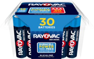 Rayovac 824-30PPTK Battery, 1.5 V Battery, 1100 mAh, AAA Battery, Alkaline, Rechargeable: No, 30/PK